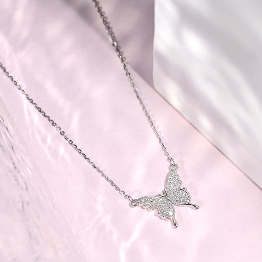 Zavya Silver Butterfly CZ Necklace