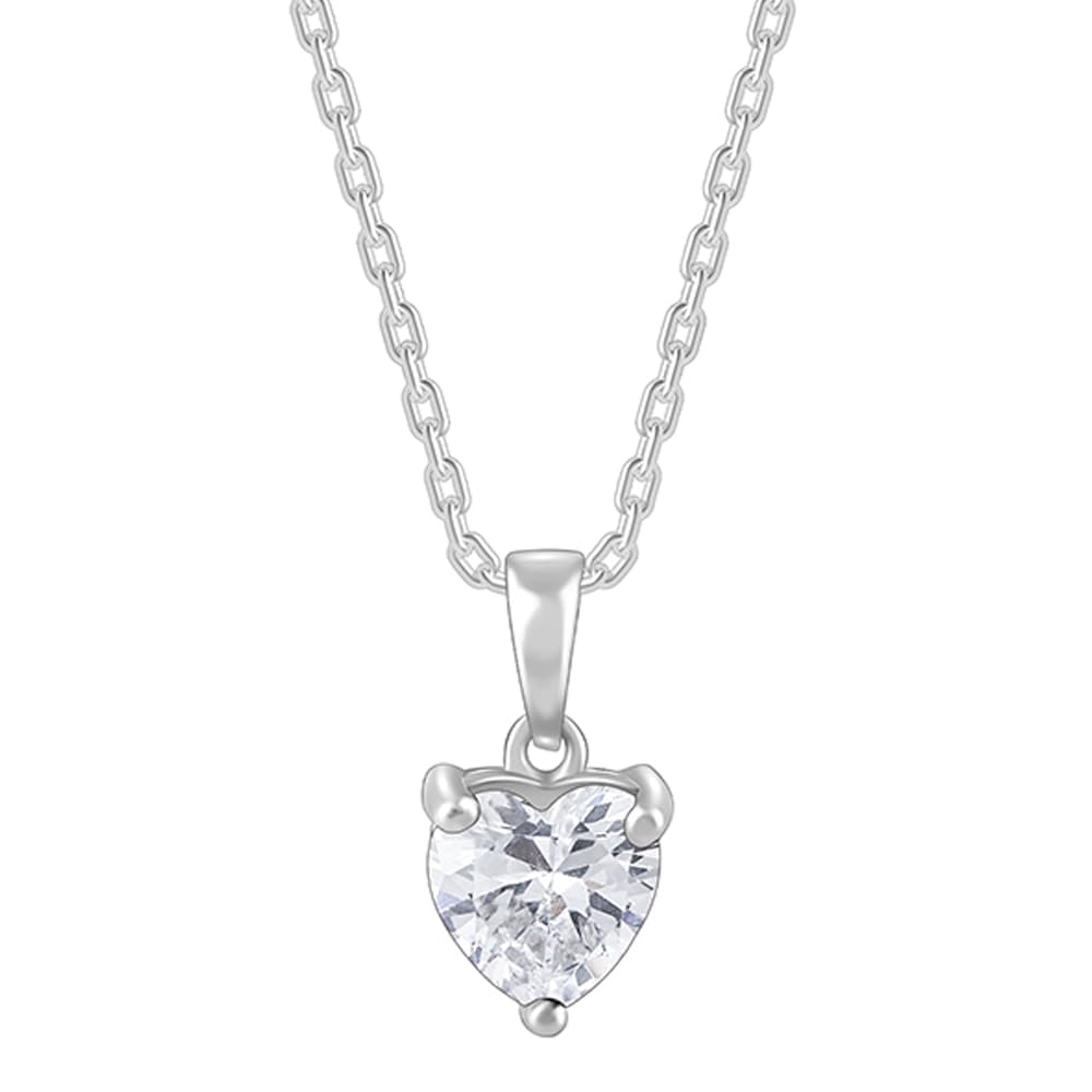 GIVA Silver Heart Solitaire Pendant