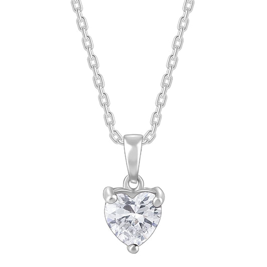 GIVA Silver Heart Solitaire Pendant