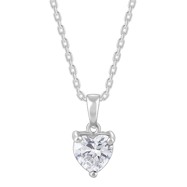 GIVA Silver Heart Solitaire Pendant