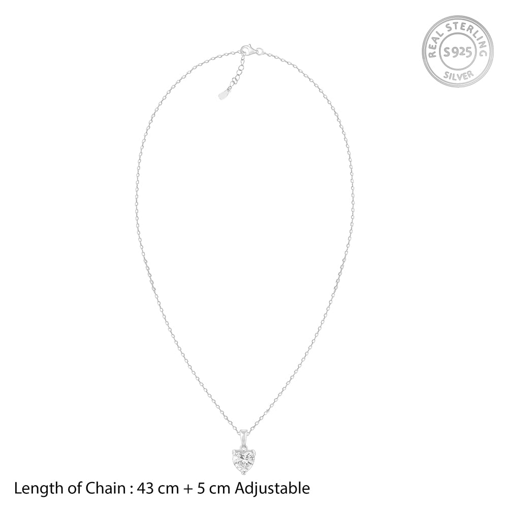 GIVA Silver Heart Solitaire Pendant