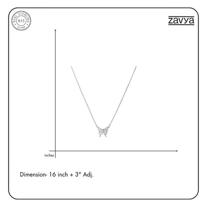 Zavya Silver Butterfly CZ Necklace