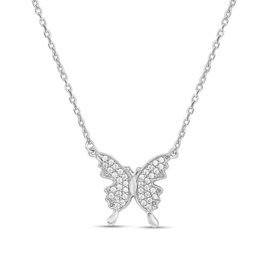 Zavya Silver Butterfly CZ Necklace