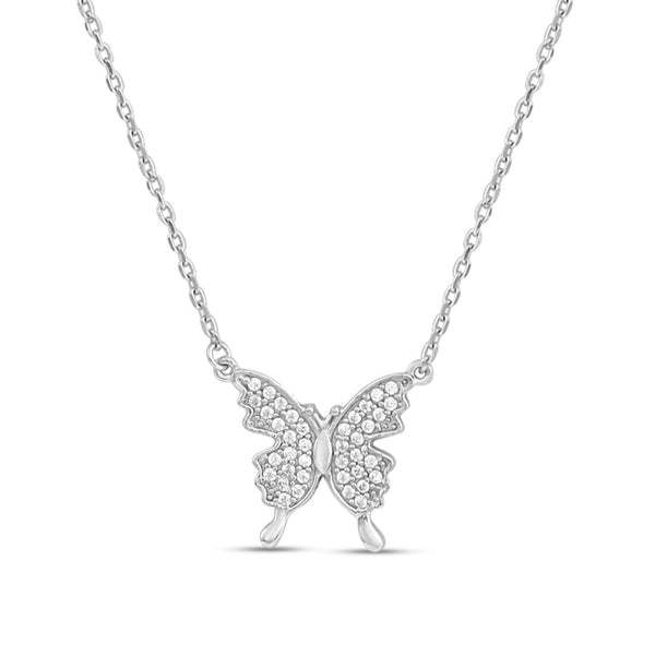 Zavya Silver Butterfly CZ Necklace