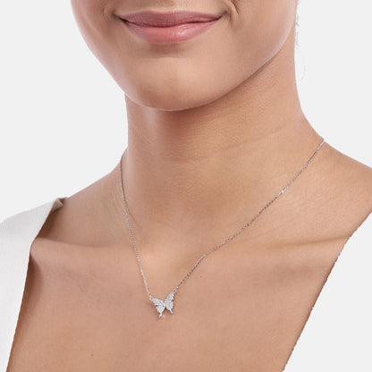 Zavya Silver Butterfly CZ Necklace