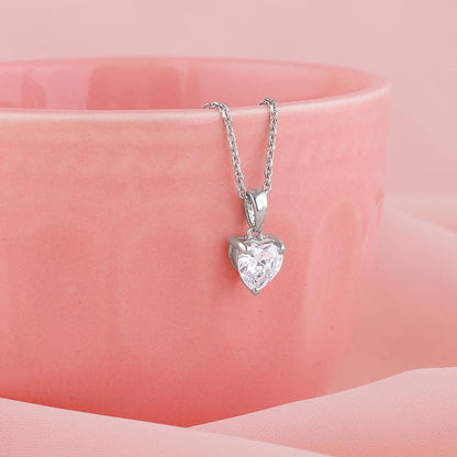 GIVA Silver Heart Solitaire Pendant