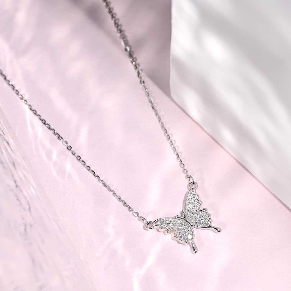 Zavya Silver Butterfly CZ Necklace