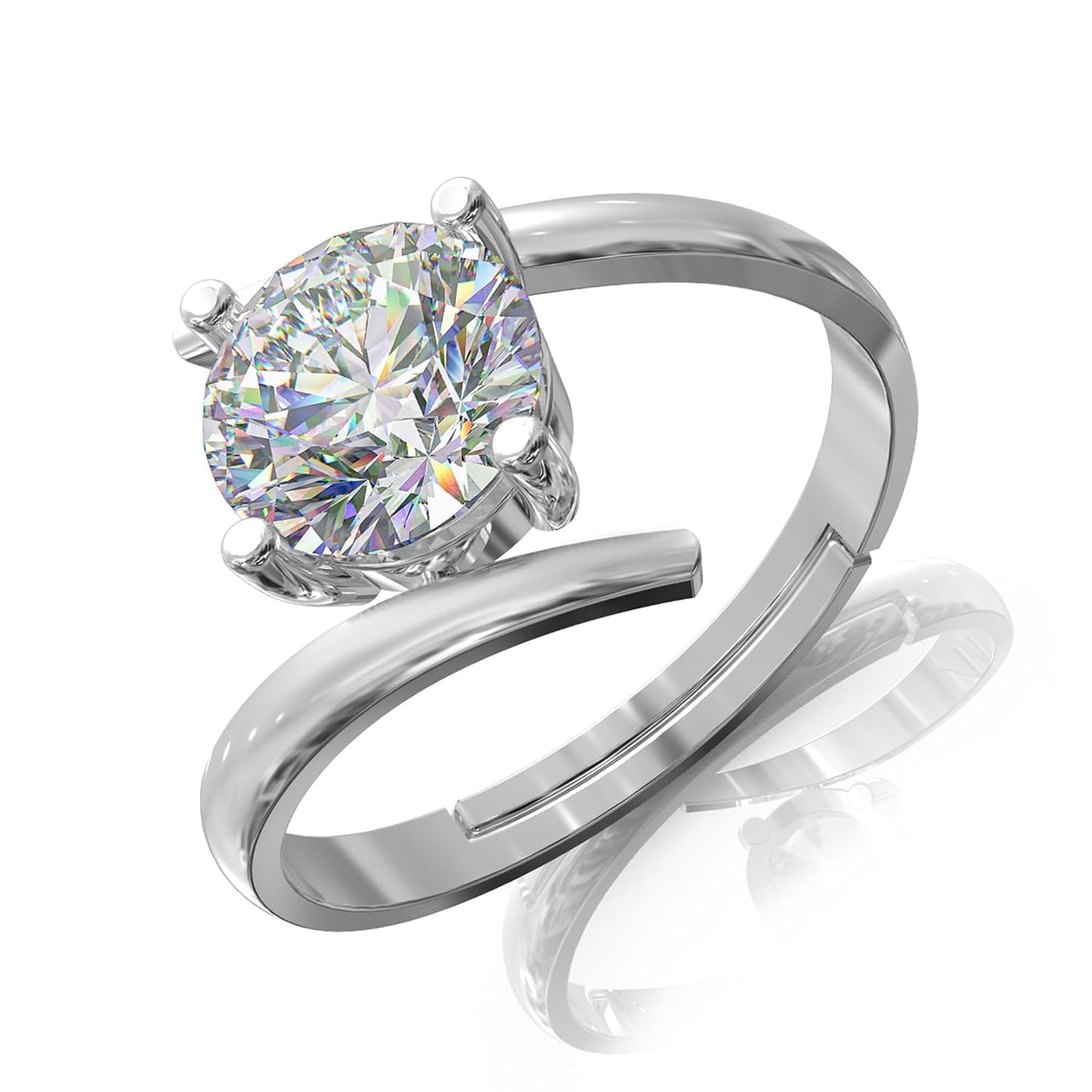Adjustable Sterling Silver Solitaire Ring