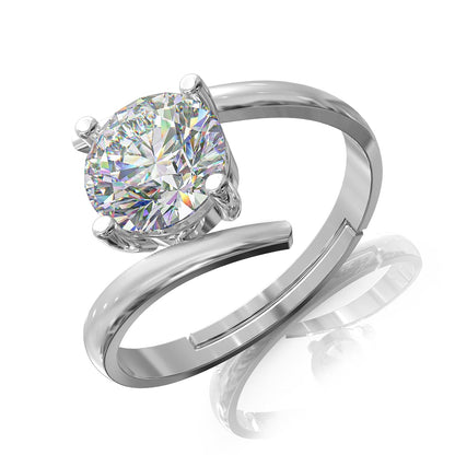 Adjustable Sterling Silver Solitaire Ring