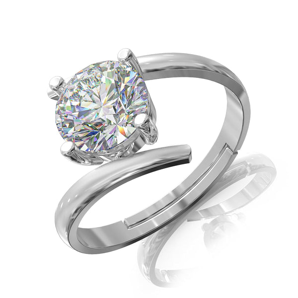 Adjustable Sterling Silver Solitaire Ring